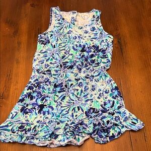 Vibrant Blue and Green Kids Floral romper